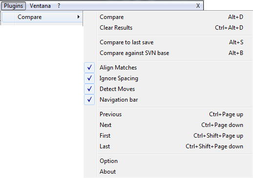 comparar código en Notepad++