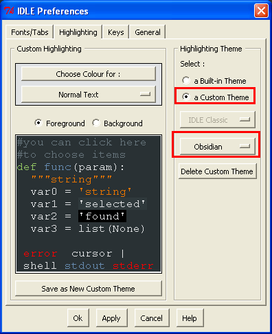 temas para el IDLE de Python