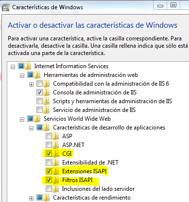 Cómo configurar un CGI en IIS7